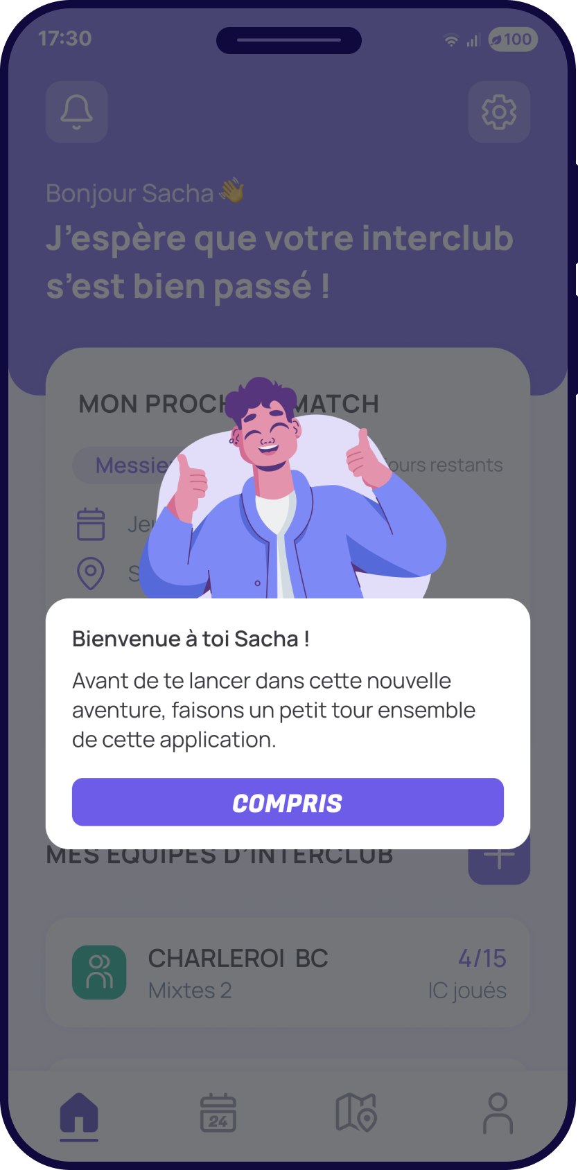 Représentation d'un écran de l'aplication