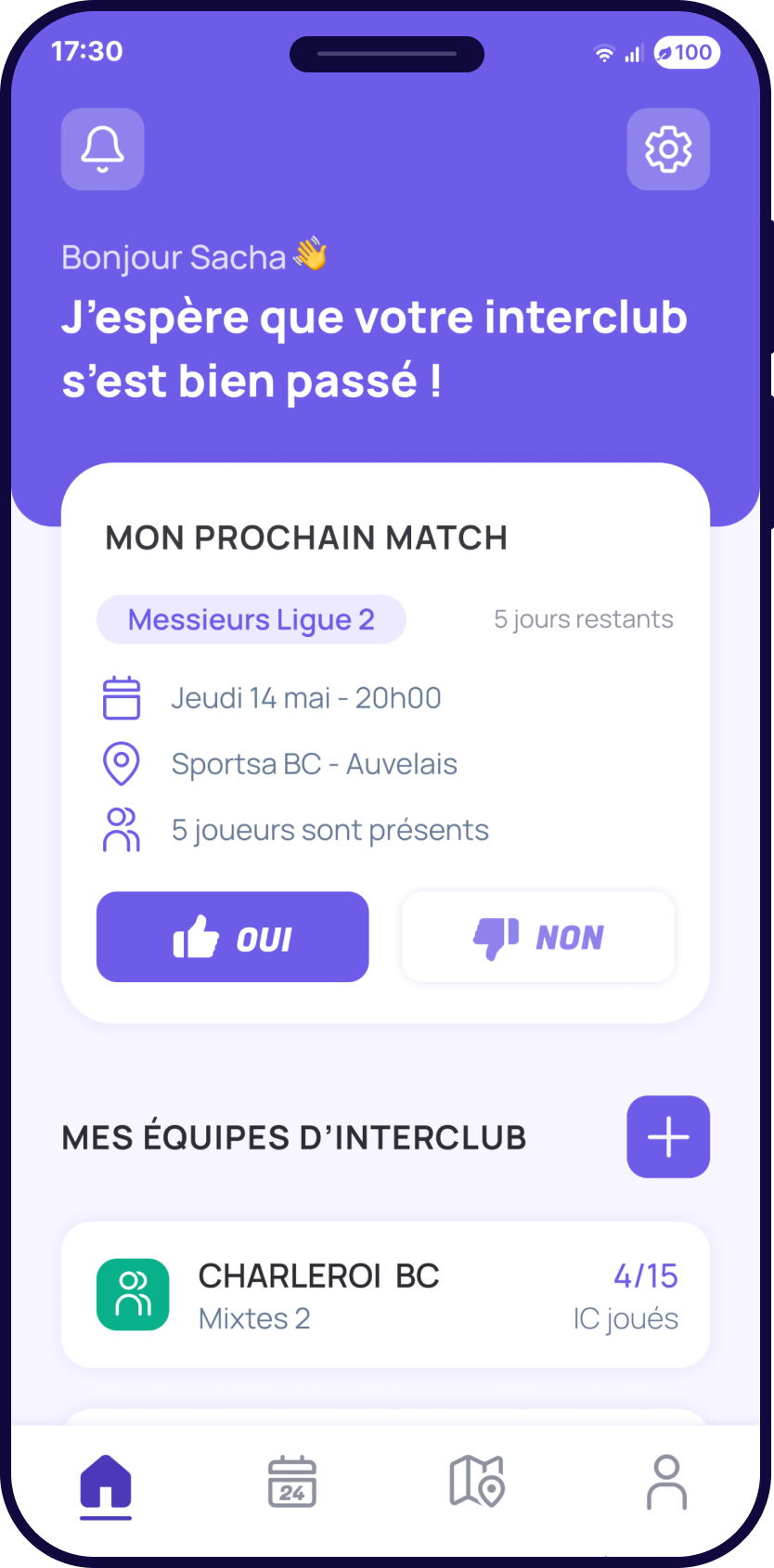 Représentation d'un écran de l'aplication